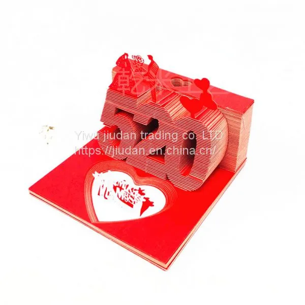 Creative Gifts Valentine's Day Heart-shaped Sticky Notes 3D Letterhead Net Red Refrigerator Sticker Three-dimensional Model Custom Any Style photo-4