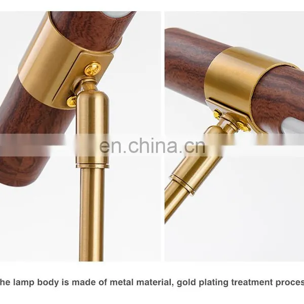 Amazon Hot Nordic Luxury Modern Bed Side Lamp Gold Metal Wooden Copper Table Lamp Decorative for Home Hotel photo-6