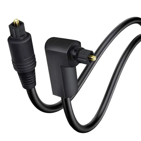Angled Digital Toslink Optical Audio Cable,Gold-Plated,4mm Black PVC