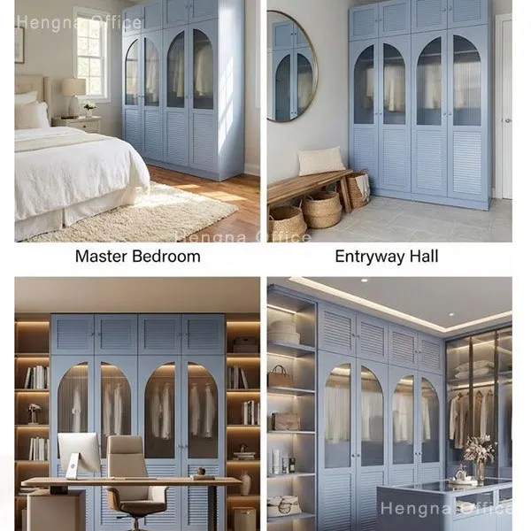 Multi-functional Metal Wardrobe for Student Dormitories, Durable Space-saving Steel Locker With Reinforced Hanging Rods photo-4