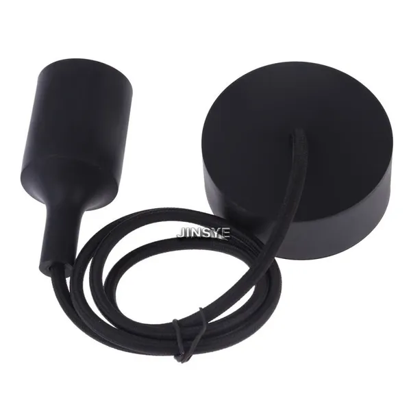 CE E27 Pendant Lamp Cord Set Lamp Kits Silicone Lampholder Cable With Plastic Ceiling Canopy photo-2