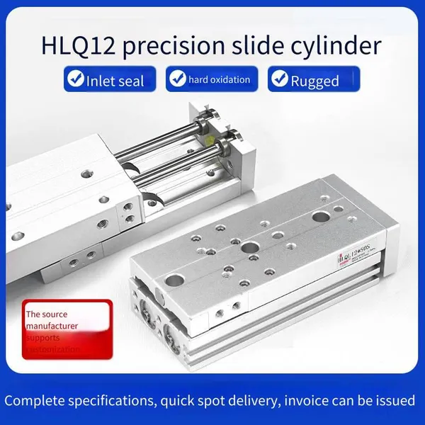Hlq12 Pneumatic Sliding Table Cylinder 8/12/16/20/25 - 10s20s30s40s - 150s Linear Precision Guide Rail Cylinder