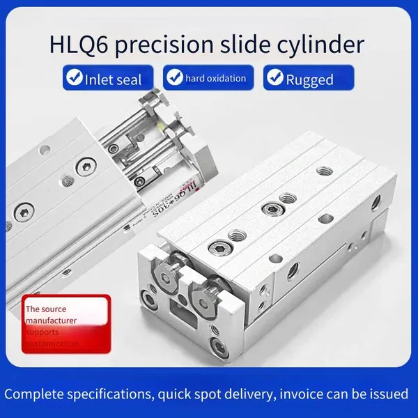 Hlq6 Pneumatic Sliding Table Cylinder 8/12/16/20/25 - 10s20s30s40s - 150s Linear Precision Guide Rail