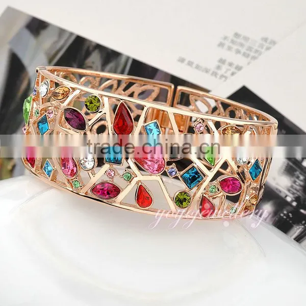 Statement Wholesale Jewellery Colorful Stone 18k Gold Bangle Saudi Arabia Jewelry photo-2