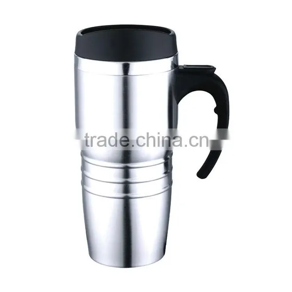 Stainless Steel Double Wall Travel Mugs With Handle and PP Lids