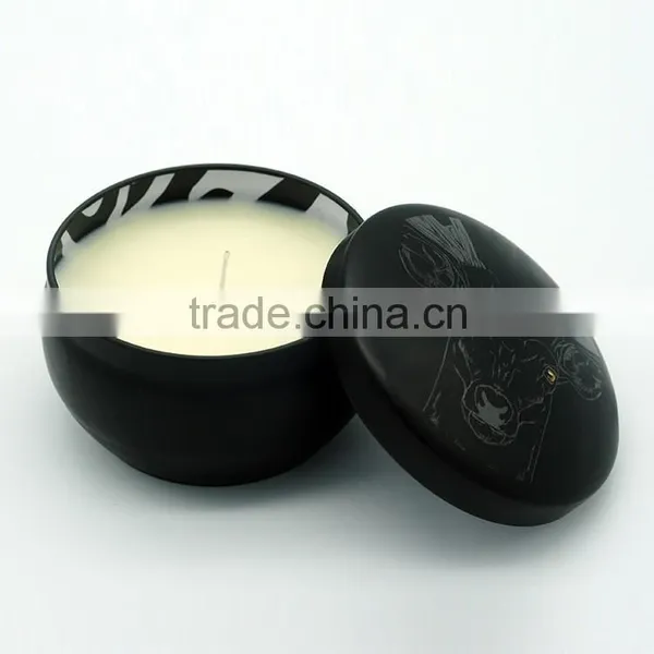 Black Travel Tin Candle/Aroma Tin Candle/Tin Metal Candle/Tins Massage Candle photo-3
