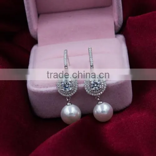 Brand Luxury 925 Silver Long Earrings With Pearl in Promotion