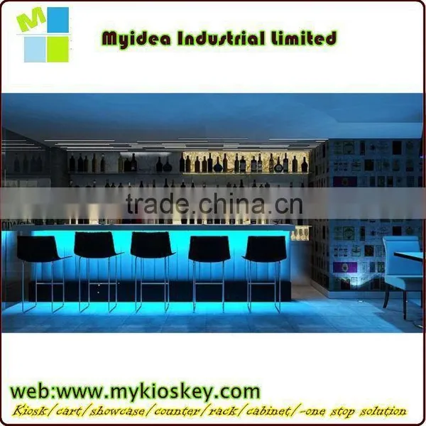 White Glass Modern Reception Counter Led Light Bar Counter photo-3
