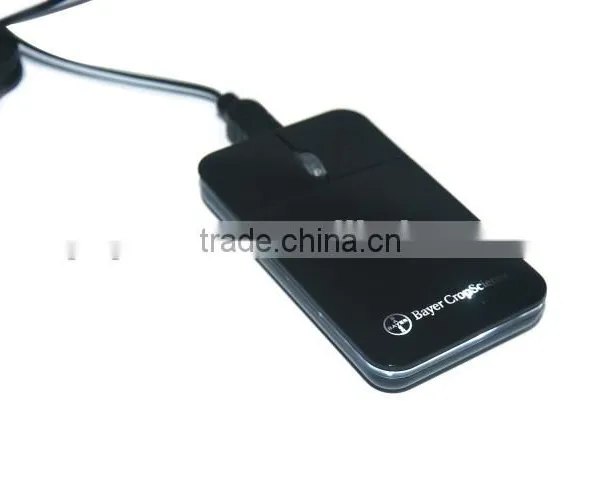 USB Wired LED Logo Flat Credit Card Gift Slim Mouse photo-3