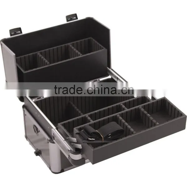 Professional 2n1 Aluminum Rolling Hairstylist Makeup Case With 4 Wheel Trolley photo-2