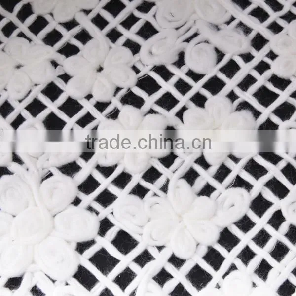 New Item Wool Flower Pattern Organza Lace Embroidery Fabric for Clothes photo-3