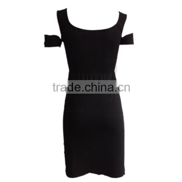 2016 New Design Seamless off Shoudler Sexy Women Loose Black Dress for Wholesale photo-3