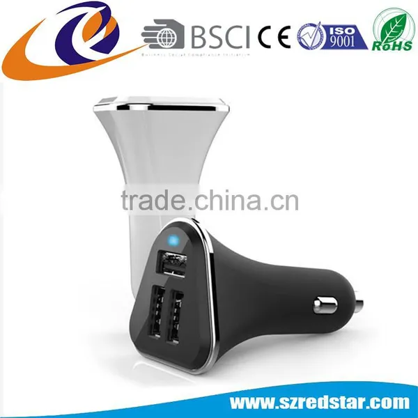 BSCI Factory Hot Sale Mobile Phone Accessories Triple 3 USB Ports Auto Charger Cellphone Car Charger photo-2