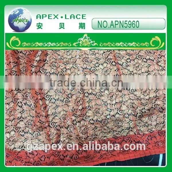 2015 New Style Nylon Lace Fabric Print Silver and Golden photo-3
