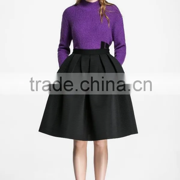 Custom Vintage A-Line Stripe Midi Skirt With Fashion Design photo-2