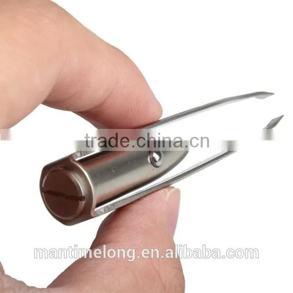Stainless Steel Make Up Tool LED Light Eyelash Eyebrow Hair Removal Tweezer photo-2