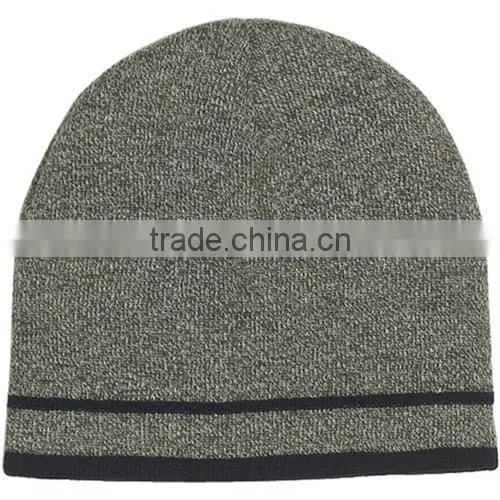 Customizable Men's Knit Beanie With Double Stripes photo-4