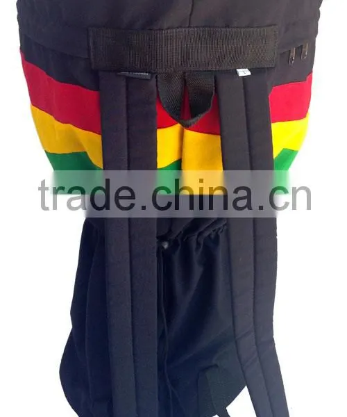 Djembe Bags Basic Black Cotton With Rasta Stripe photo-3