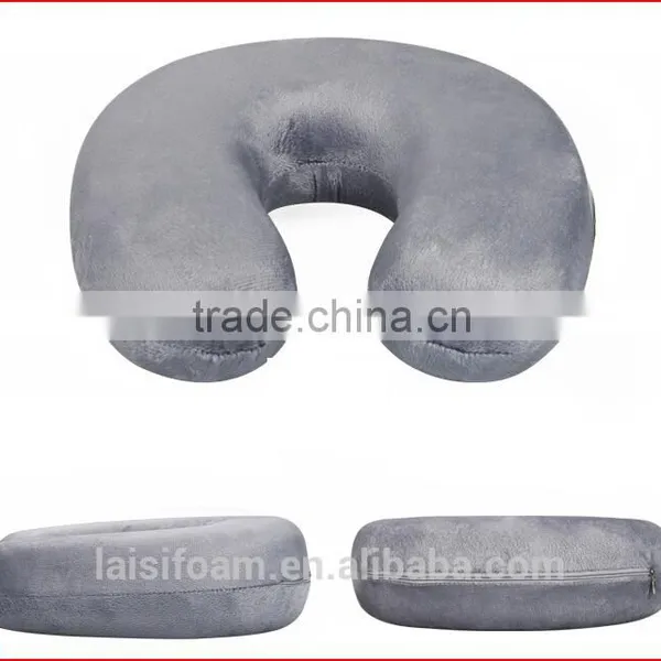 100% Polyerter U Shape Pillow Super Soft Fabric Neck Massage Pillow LS-U-021-D Travel Foam Pillow