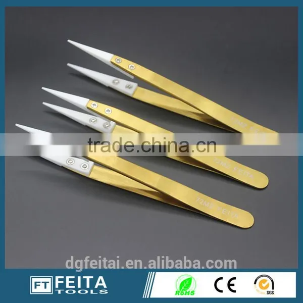 Heat Resistant Gold Ceramic Tweezers 72MZ for Jewelry Tools & Equipment Use photo-3