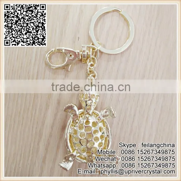 Factory Cheap Price White Pink Diamond Big Tortoise Keychain For Gifts photo-3