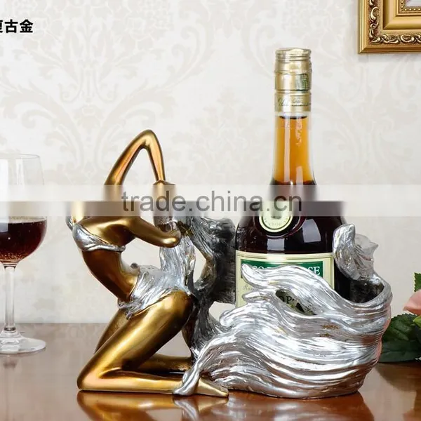 Resin Decorative Beautiful Sexy Girl Wine Bottle Holder