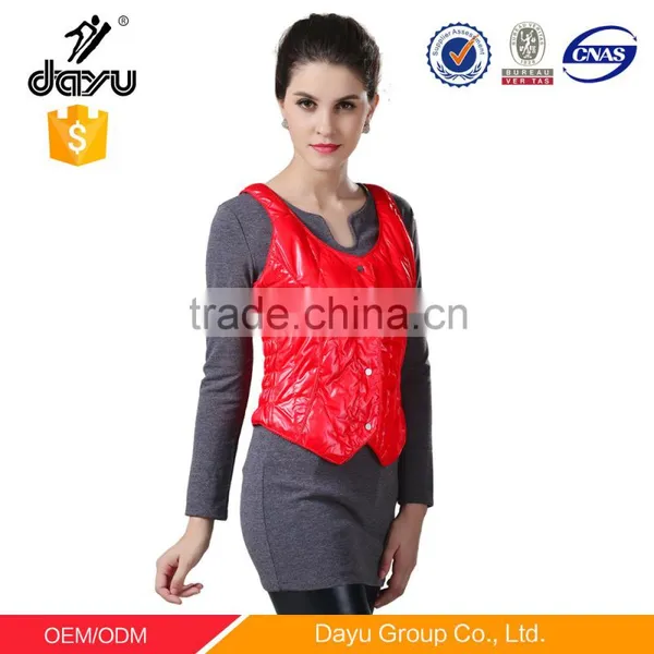Garment Stock Lot Down Vest Red Padded Vest Quilted Waistcoat for Indoor Woman Vest Close-fitting Wear