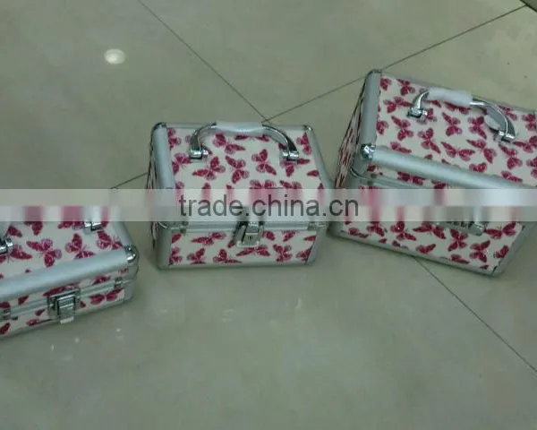 Pink Aluminum Cosmetic Case With Handle