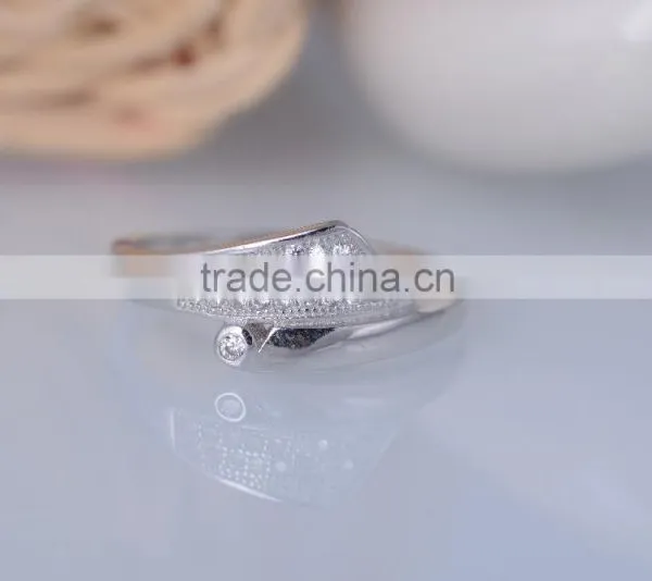 925 Sterling Silver Unique Thin Tie Shaped Ring With Zircon photo-4