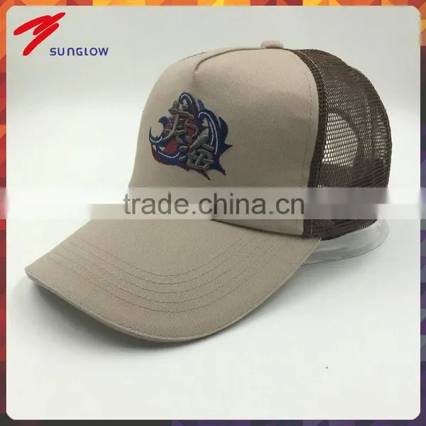 Customized Cotton Twill 3D Embroidery 5 Panel Mesh Trucker Cap