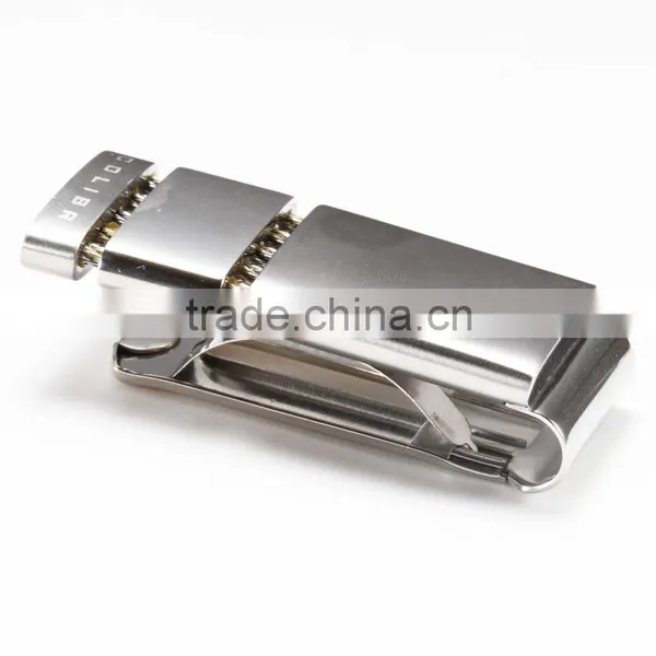 Unique Design Factory Price Yellowish Semi-precious Stone Inlay Stainless Steel Money Clip photo-5