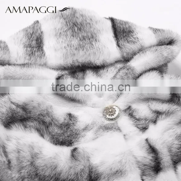 Precious Winter Women Black Cross Mink Fur Vest With Hat photo-3