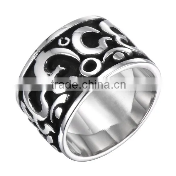 Fashion Tribe Mens Black Silver Stainless Steel Ring MJ Jewelry Hot Selling Rings For Gifts photo-3