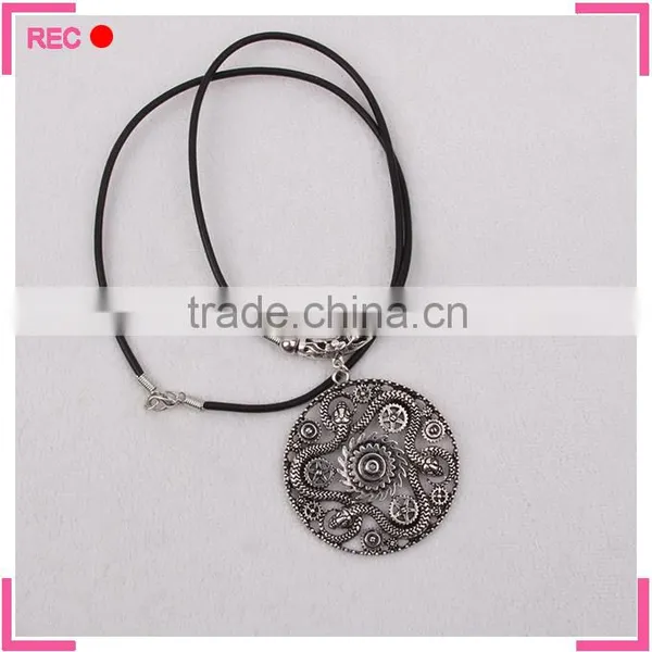 Gothic Necklace With Round Pendant, Snake Chain Metal Necklace photo-3