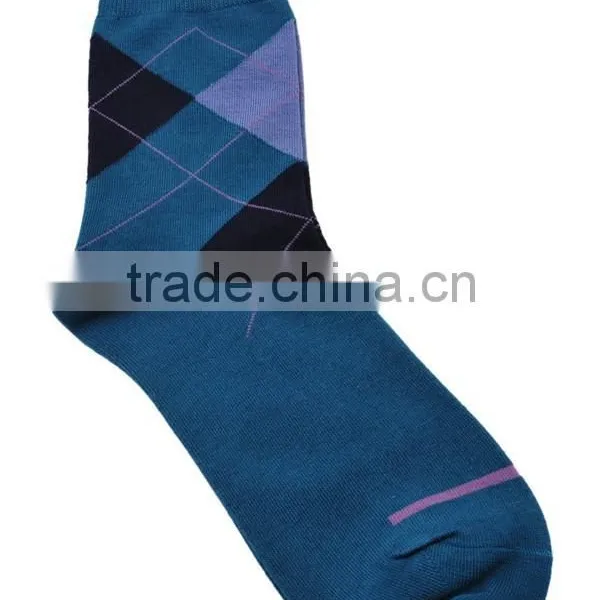 Latest Design Fashion Men Multicolor Geometric Soft Cotton Casual Dress Socks photo-6