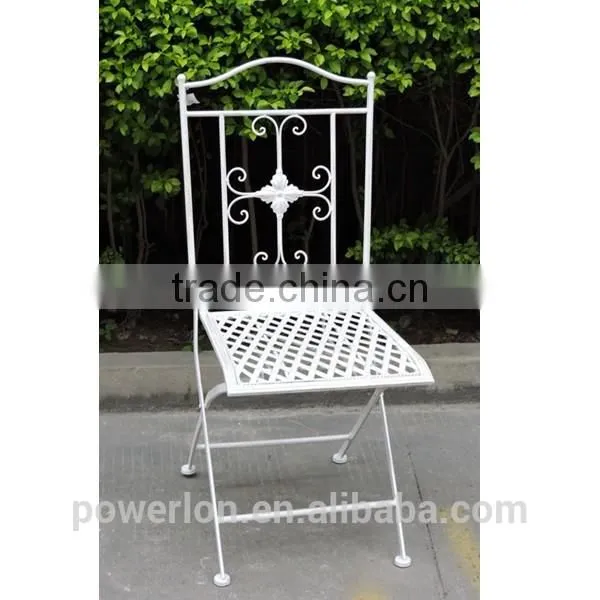 Wrought Iron Folding Chair Anti White Color Vintage Style photo-5