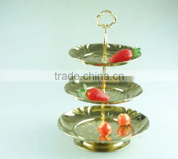 Stainless Steel Metal Flower Plate Salver Metal Decoration With 3 Layer photo-4