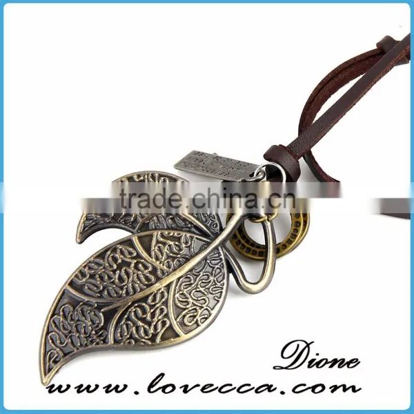 Newest Adjustable Bronze Tone Vintage Leather Pendant Necklace photo-4