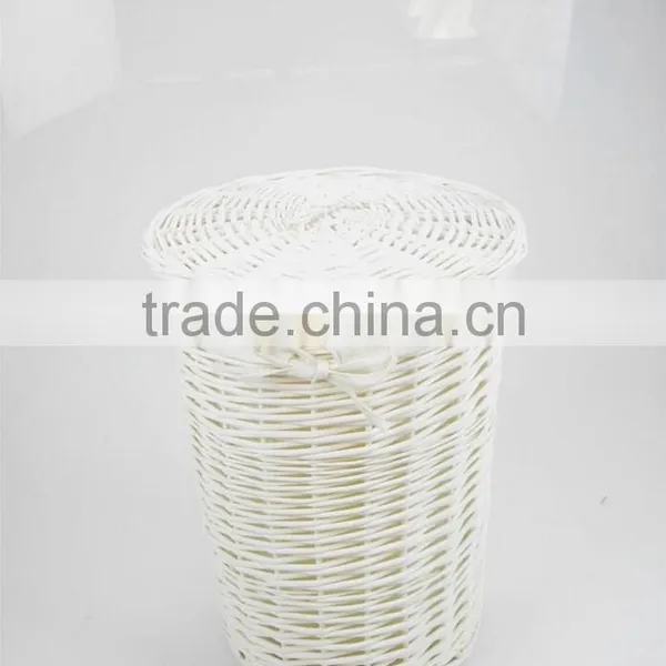 Willow Weave White Wicker Laundry Basket photo-3