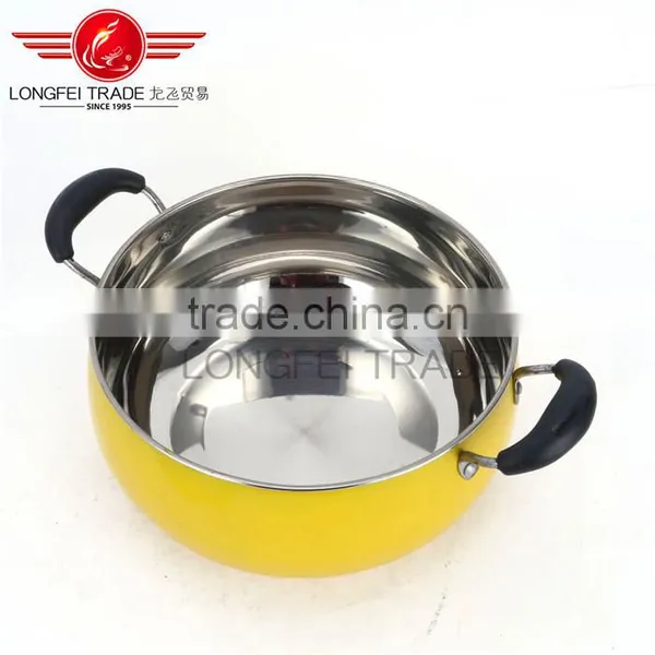 New Design 5pcs Colorized Drum-shaped Stainless Steel Soup Pot Kitchen Cookware With Decal photo-5