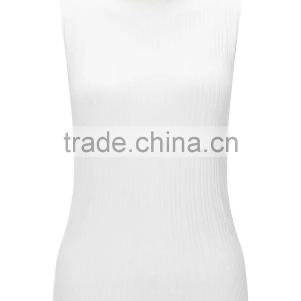 2016 Fashion Cream Sleeveless Knit Rib Tank Top HST8046 photo-5