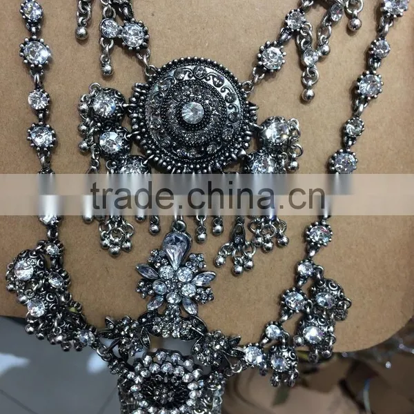Big Custome Brand ZA New Design Diamond Alloy Necklace Jewelry photo-5
