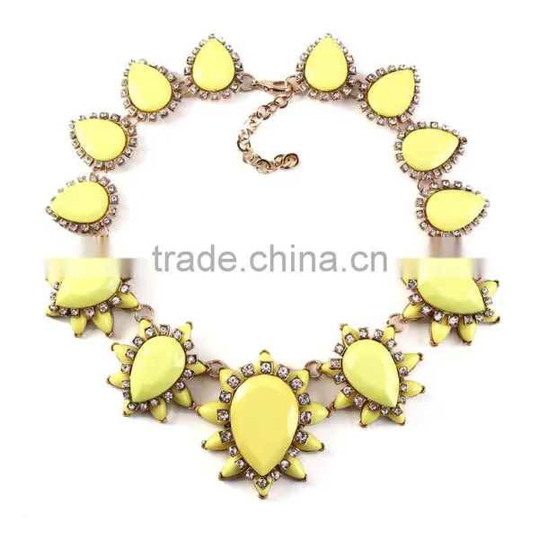 Fashion People Big Water Drop Resin Gems Chunky Coral Necklace photo-2