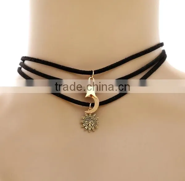 Vintage Metal Flower Charms Choker Necklace Diy Ethnic Style Charms Short Necklace for Women photo-4