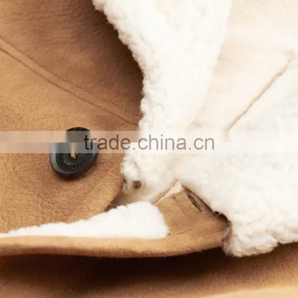 Popular Ochre Warm up Winter Coat Faux Leather Shearling Jackets Men 2017 photo-4