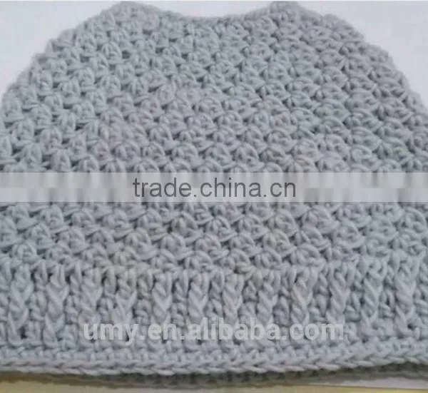 Yellow Wholesale Messy Bun Ponytail Beanie Crocheted Hat photo-2
