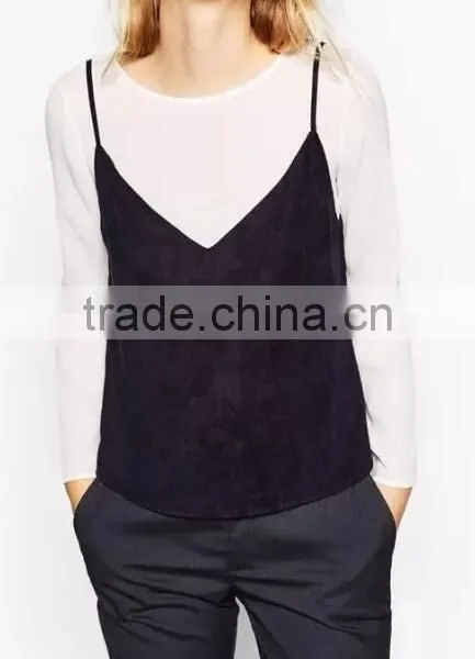 Runwaylover EY2358B Ladies 2017 Ladies Two Piece Suits , Women Fashion Blouse And Vests photo-3