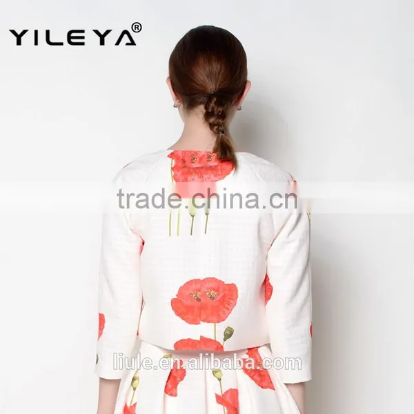Latest Floral o Neck Designed Casual Trendy Ladies Suit Design Jackets photo-2