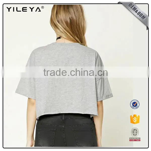 2017 O-neck Cotton Printed Short Sleeve Mini T-shirt for Lady photo-3