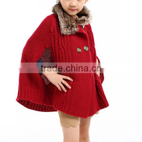 Latest Wool Sweater Fur Poncho Designs For Grils photo-2